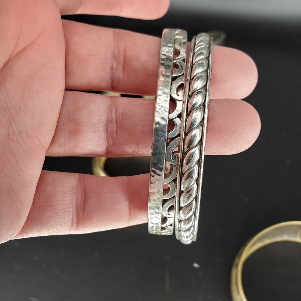 Vintage Silver and Gold Tone Cuff Bracelets - Picture 3 of 4